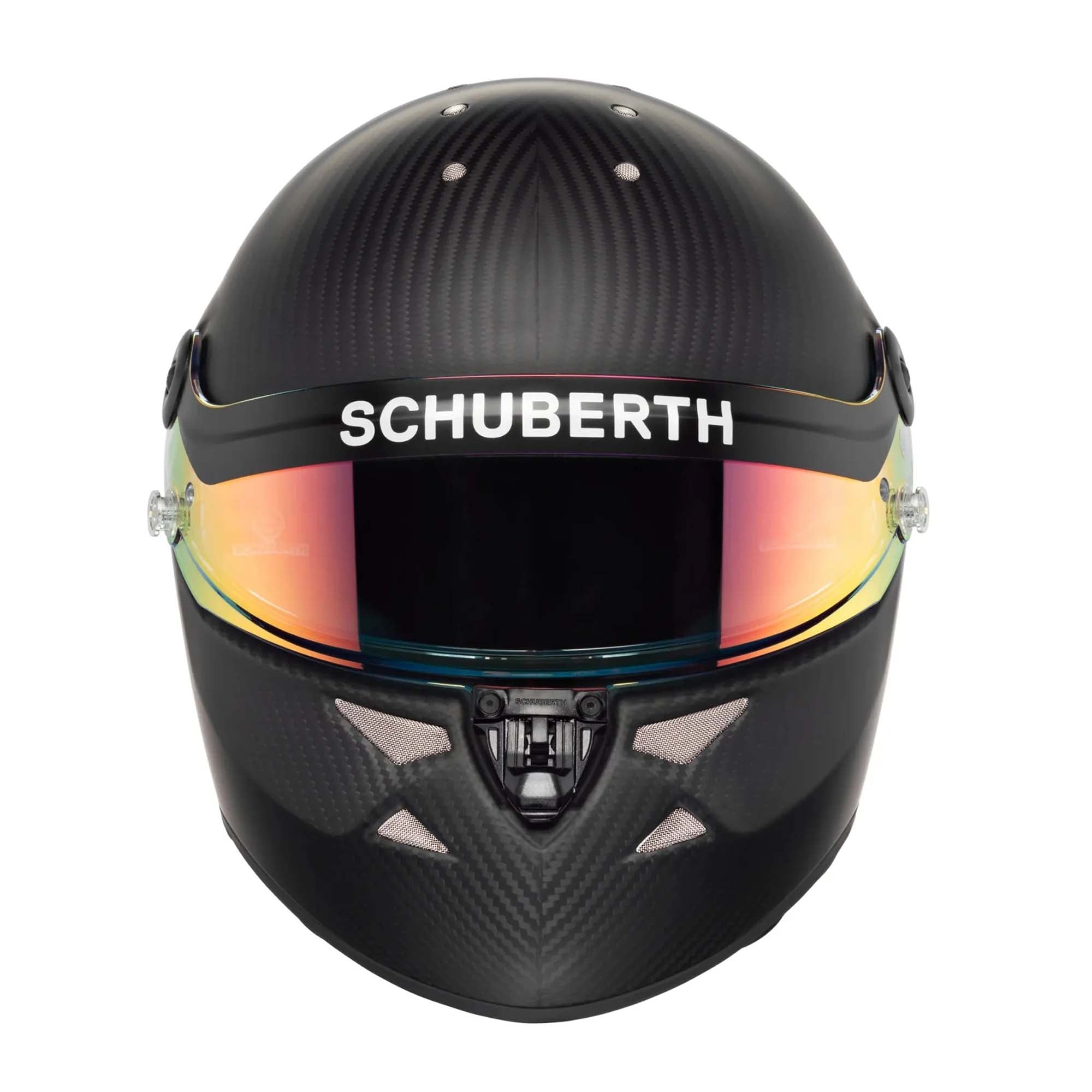 Schuberth SK1 Carbon Evo youth karting helmet, featuring a full pre-preg carbon fiber shell, SDL dual-locking visor system, and Schuberth Performance design derived from F1.