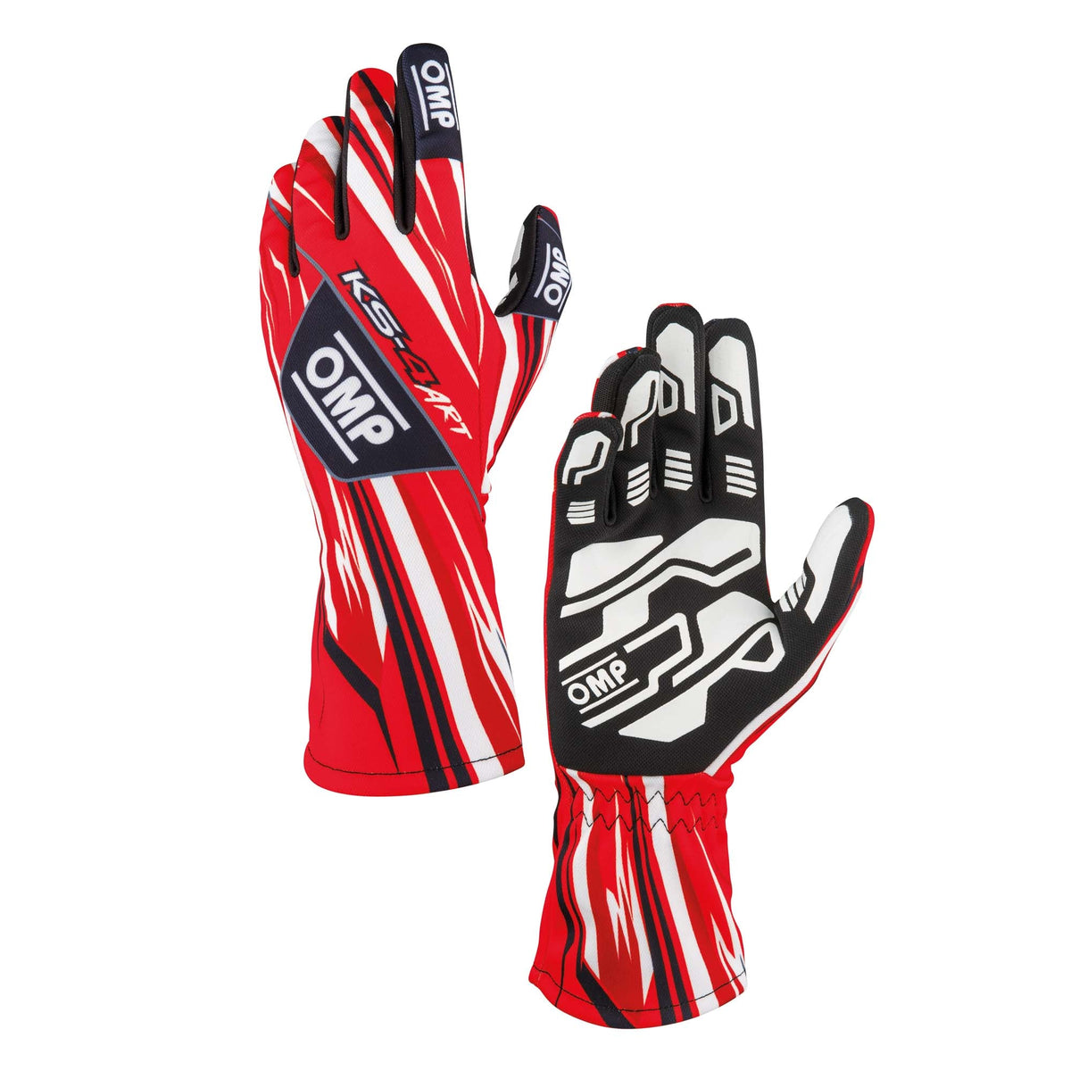 OMP KS-4 ART karting gloves in Red/White