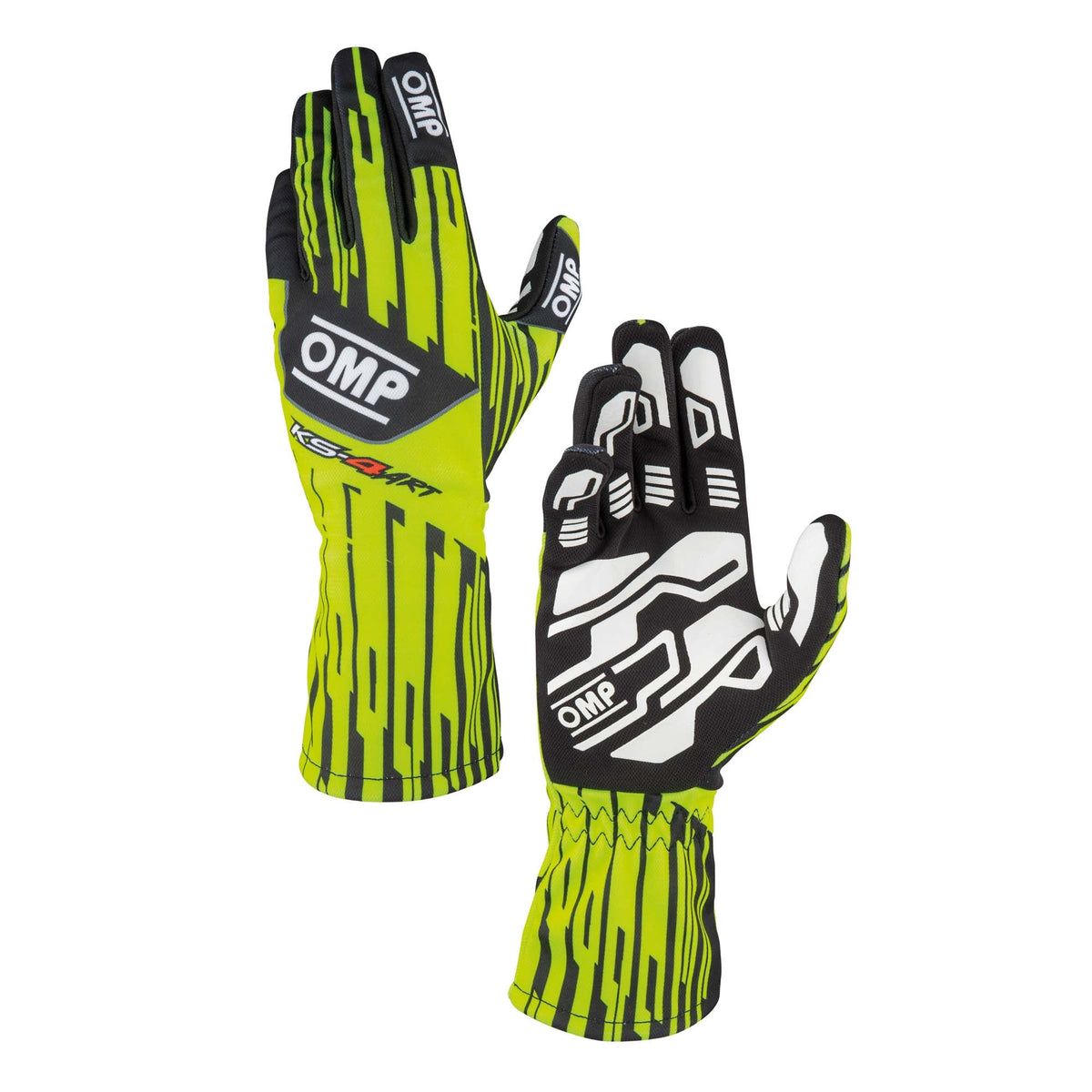 OMP KS-4 ART karting gloves in Fluo Yellow/Black